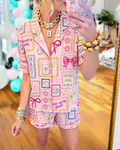 Mahjong Themed Satin Shorts Set