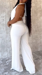Top y pantalón de mujer con lazo en el cuello y traje de temperamento informal