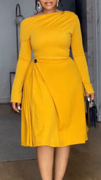 Vestido Elegante Casual de Cuello Redondo para Mujer