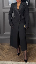 Vestido con solapa para mujer, elegante y largo