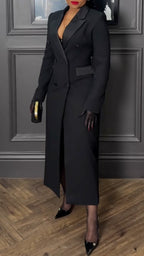 Vestido con solapa para mujer, elegante y largo