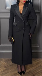 Vestido con solapa para mujer, elegante y largo