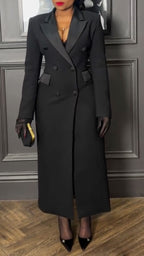 Vestido con solapa para mujer, elegante y largo