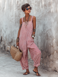 Minimalist Striped Square Neck Sleeveless Jumpsuit