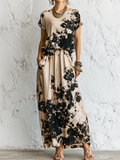 Colorblock Cotton-Linen Midi Dress
