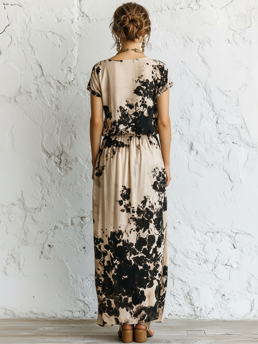 Colorblock Cotton-Linen Midi Dress