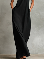 High-Neck Pocket Maxi Dress