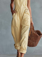Retro Zip-Front Belted Jumpsuit