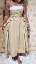 Vestido sin tirantes para mujer, sin mangas, con retazos, cruzado, de temperamento elegante