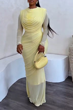 Vestido de fiesta elegante plisado ajustado para mujer