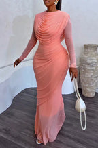 Vestido de fiesta elegante plisado ajustado para mujer