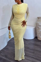Vestido de fiesta elegante plisado ajustado para mujer