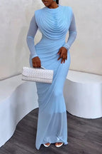Vestido de fiesta elegante plisado ajustado para mujer