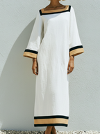 Patchwork Square-Neck Maxi Dress