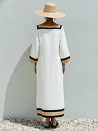 Patchwork Square-Neck Maxi Dress