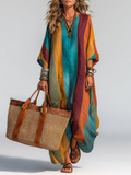 Contrast Cotton-Linen Maxi Dress