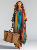 Contrast Cotton-Linen Maxi Dress