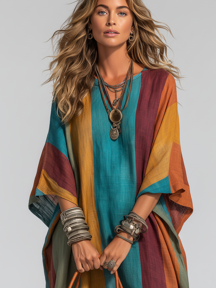 Contrast Cotton-Linen Maxi Dress