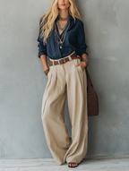 Cotton-Linen Pullover Trouser Set