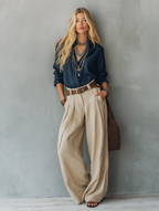 Cotton-Linen Pullover Trouser Set
