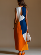 Patchwork Cotton-Linen Maxi Dress