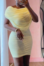 Vestido elegante de temperamento de color sólido con cuello redondo para mujer que realza la cadera