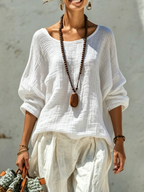 Cotton Crew-Neck Long-Sleeve T-Shirt