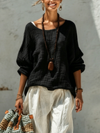 Cotton Crew-Neck Long-Sleeve T-Shirt