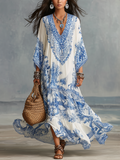 Refined Porcelain Kaftan Dress