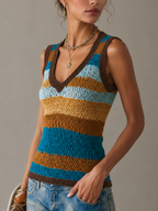 Colorblock Stripe Knit Tank Top