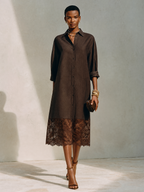 Scalloped Hem Midi Shirt Dress