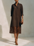 Scalloped Hem Midi Shirt Dress