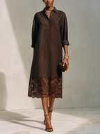Scalloped Hem Midi Shirt Dress