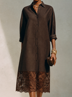 Scalloped Hem Midi Shirt Dress