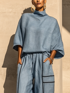 Relaxed Turtleneck Wide-Leg Set