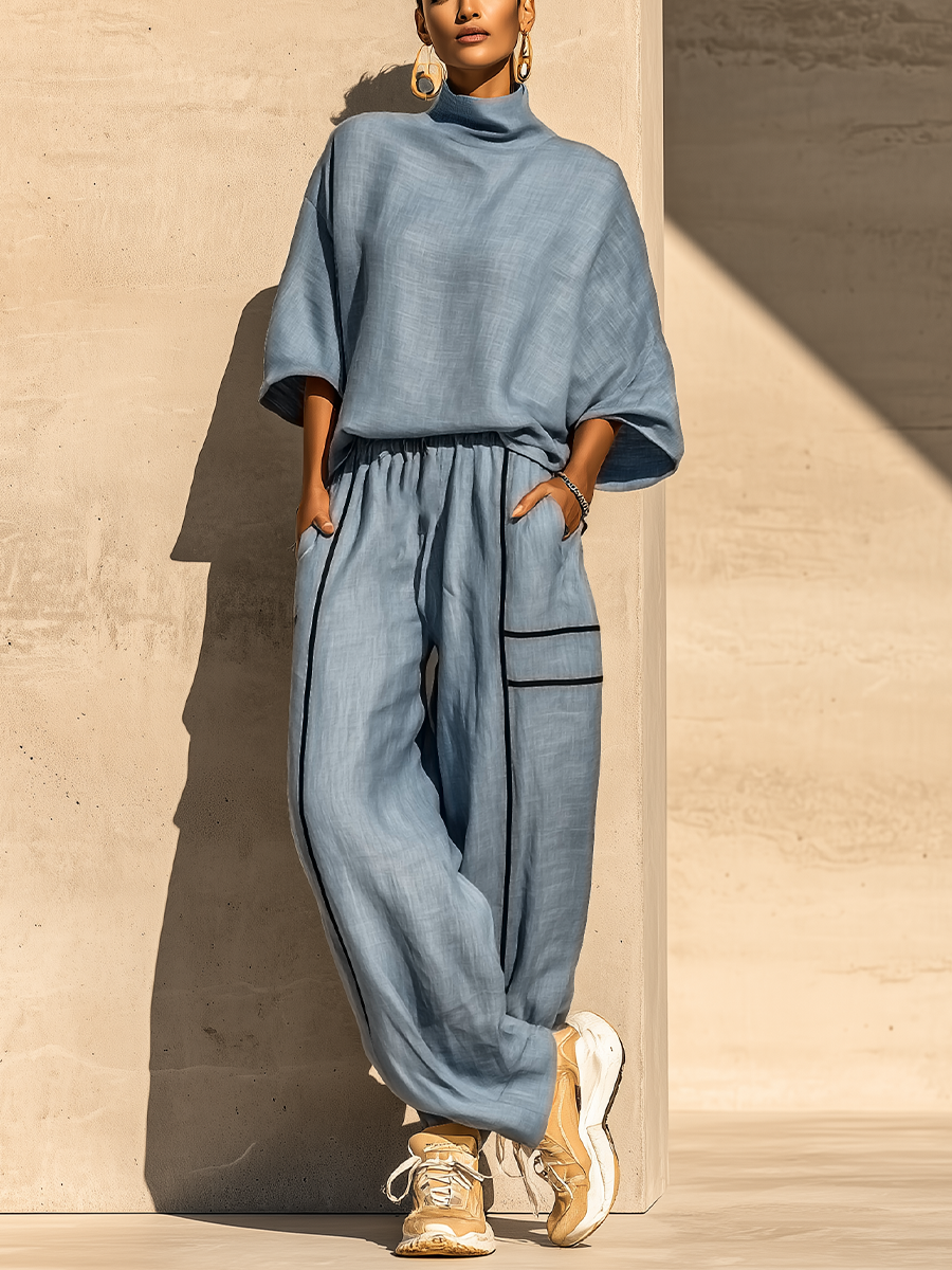 Relaxed Turtleneck Wide-Leg Set