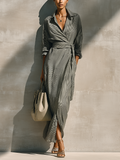 Striped Wrap Maxi Shirt Dress