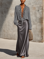Striped Ruffle Maxi Skirt Set