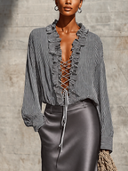 Striped Ruffle Maxi Skirt Set