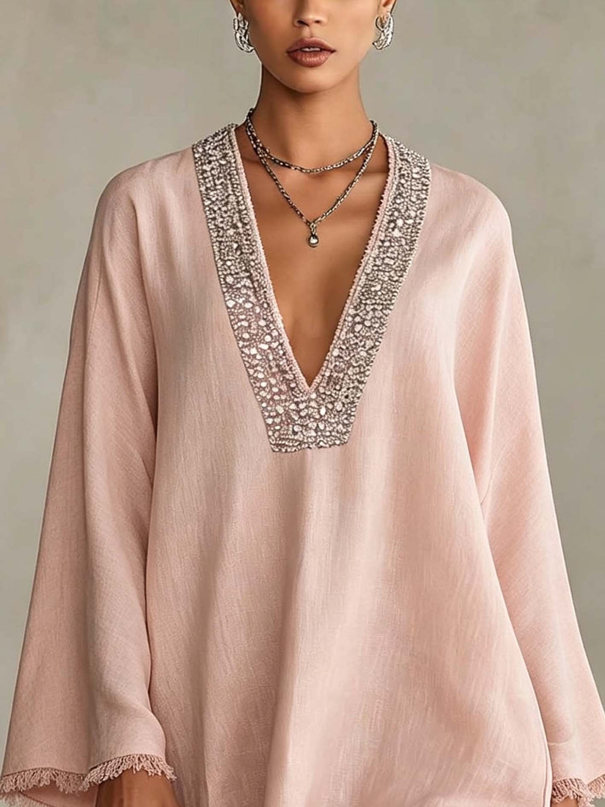 Bohemian Rhinestone Fringe Mini Dress