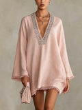 Bohemian Rhinestone Fringe Mini Dress