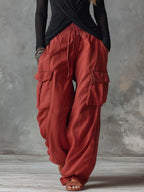 Retro Contrast Cargo Pants Set
