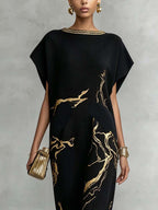 Vintage Gold Pattern Maxi Dress