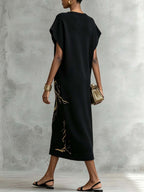 Vintage Gold Pattern Maxi Dress