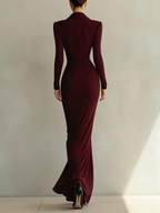 Ruched Cowl Neck Maxi Dress