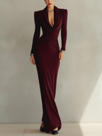 Ruched Cowl Neck Maxi Dress