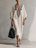 Contrast Floral Drawstring Maxi Dress