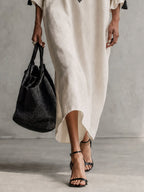 Contrast Floral Drawstring Maxi Dress