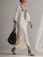 Contrast Floral Drawstring Maxi Dress