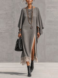 Asymmetric Lace-Trim Maxi Dress